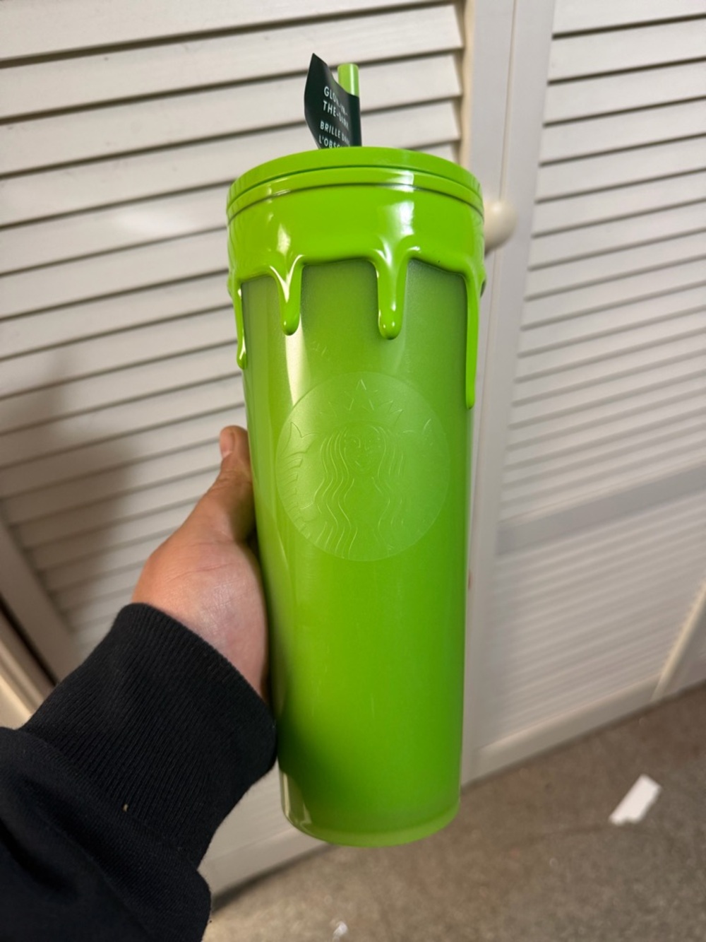 Starbucks glow in the dark Lime Green Tumbler. Reusable Travel Cup. Limited